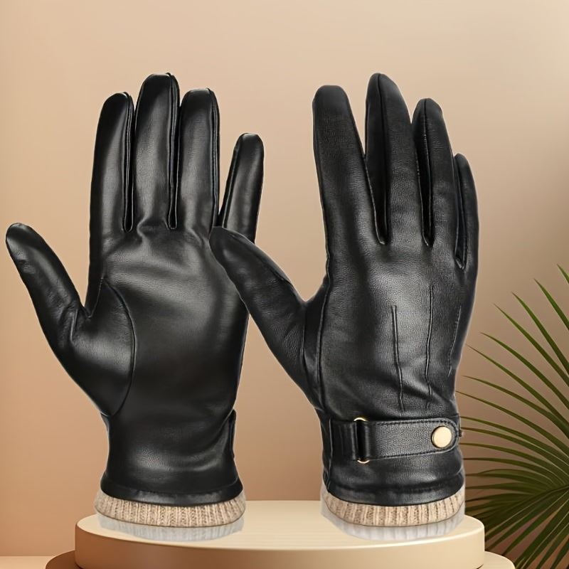 Gants homme cuir, doublure tricot