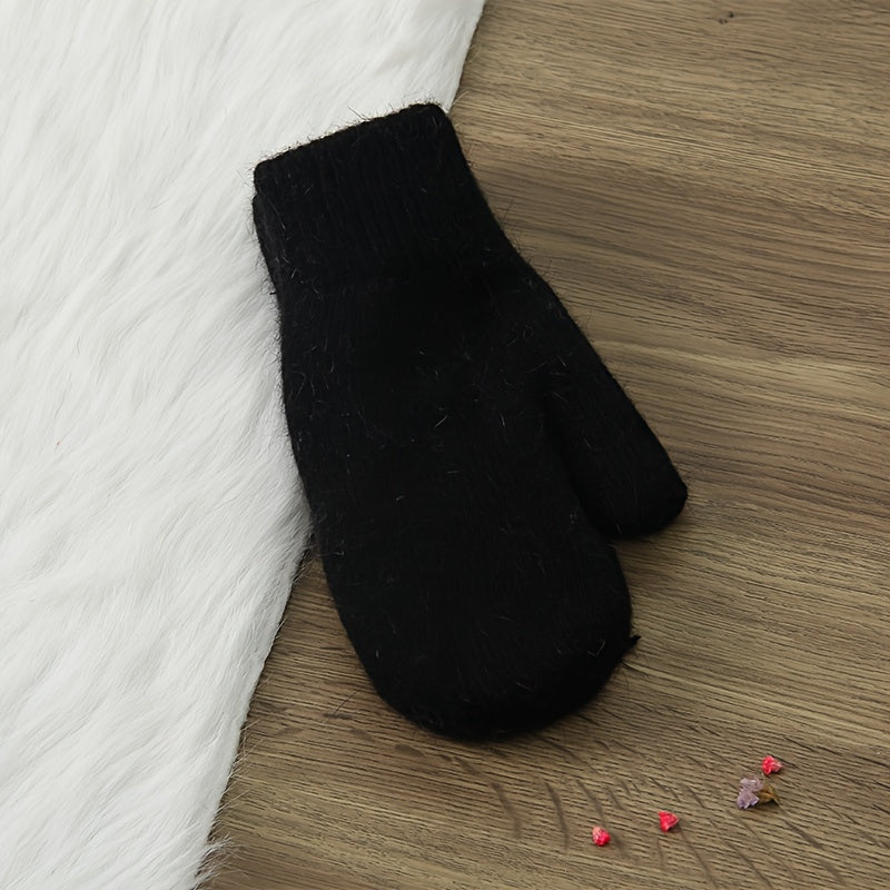 Moufle femme laine mélangée noire