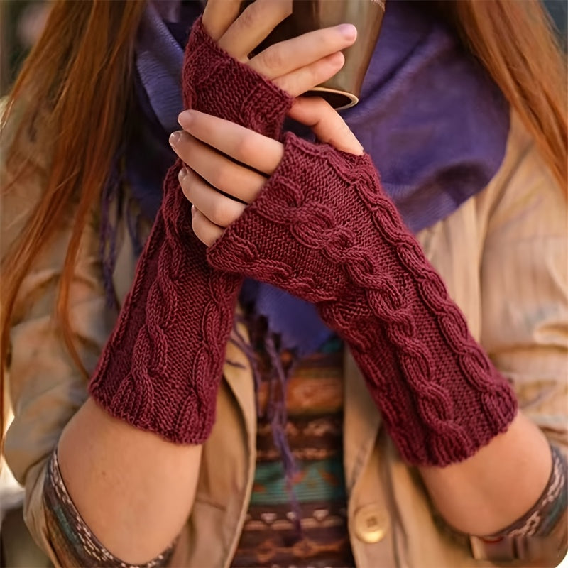 Mitaine femme rouge jacquard, vue de face
