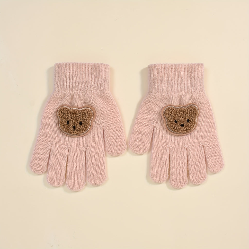 Gants enfant coloris rose, tricot extensible