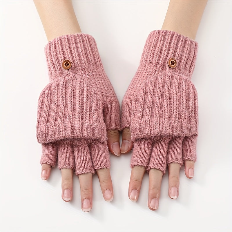 Mitaine femme convertible rose tendre, vue de face