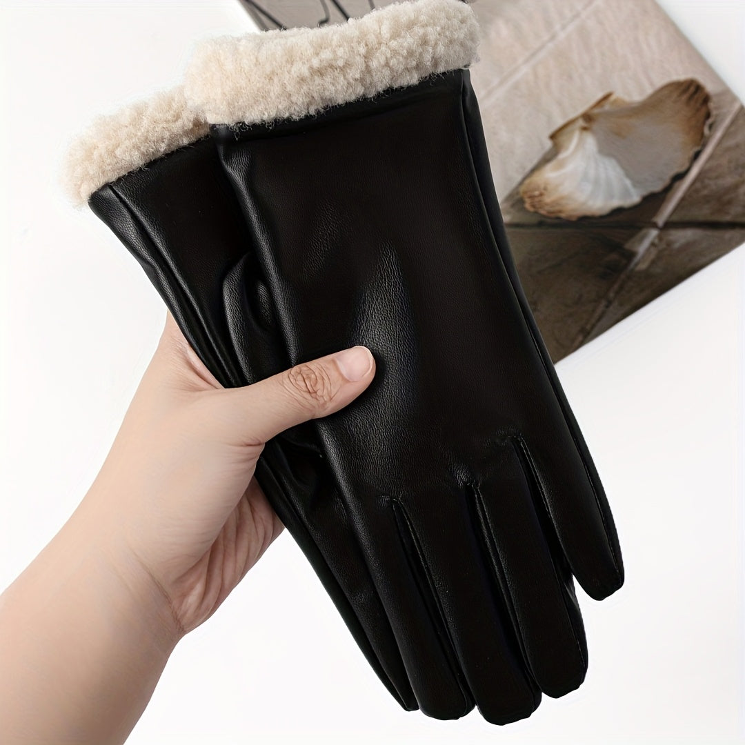 Gant en cuir PU noir, vue portée
