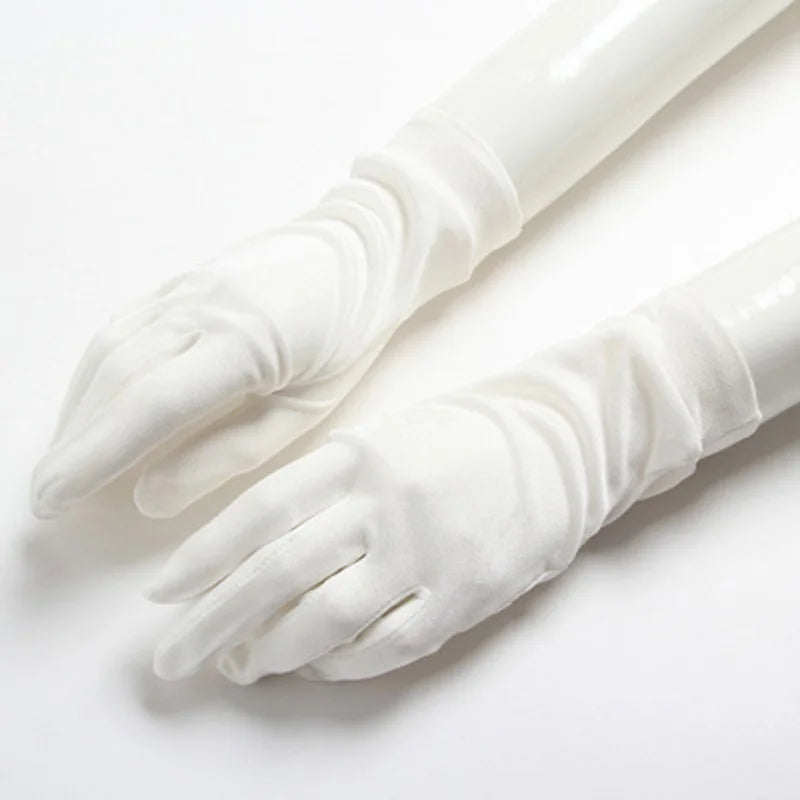 Gant femme blanc en soie, vue de face