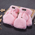 Mitaine femme rose en peluche, sans doigts