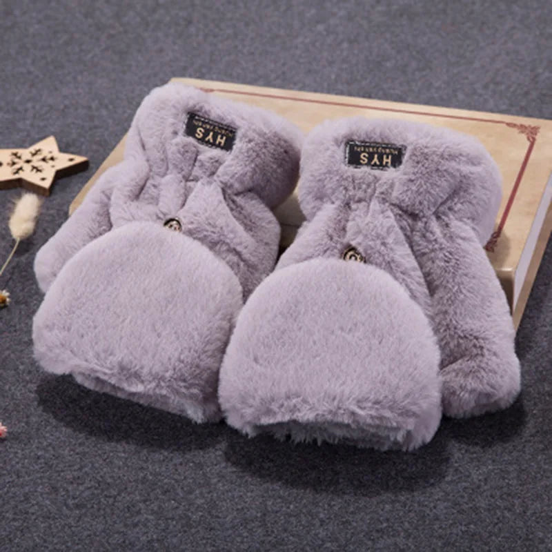 Mitaines femme en peluche, présentation des coloris