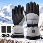 Gants chauffants gris chiné avec batteries et câble de charge