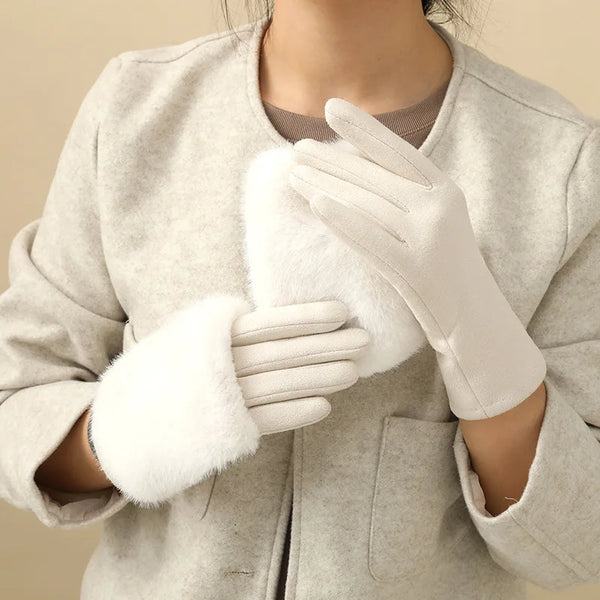 Gants femme en suédine, présentation des coloris