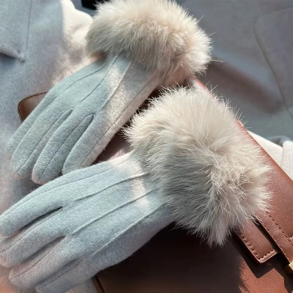 Gants femme en peluche épaisse, présentation des coloris