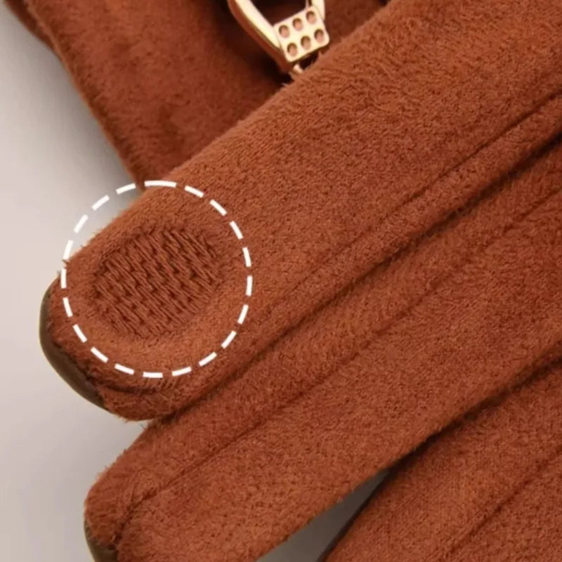 Gants similicuir femme, vue portée avec un manteau