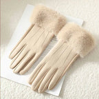 Gants femme cuir PU ivoire