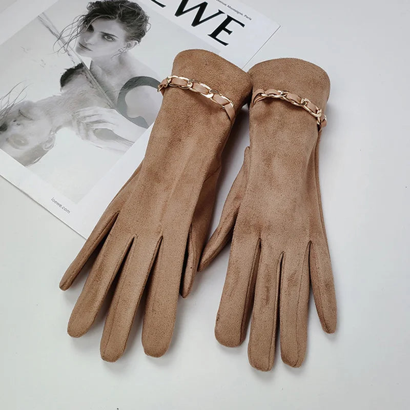 Gants femme en suédine, présentation des coloris