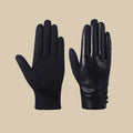 Gant femme noir, design à trois boutons