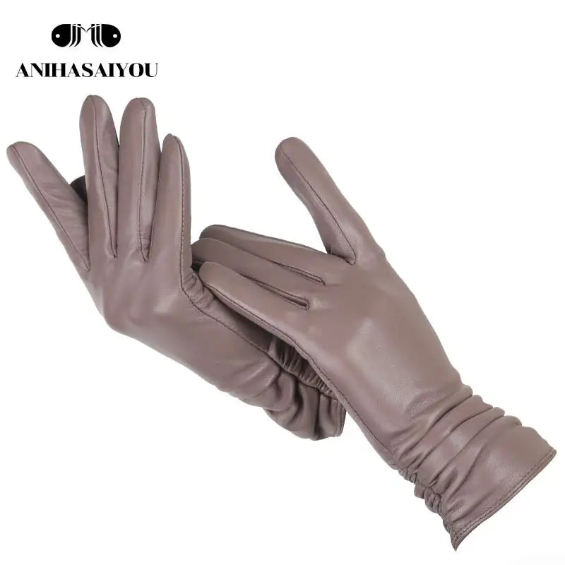 Gants femme cuir agneau mauve