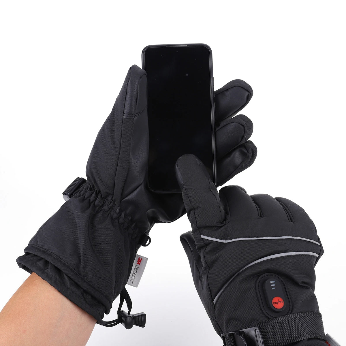 Gants chauffants, vue portée