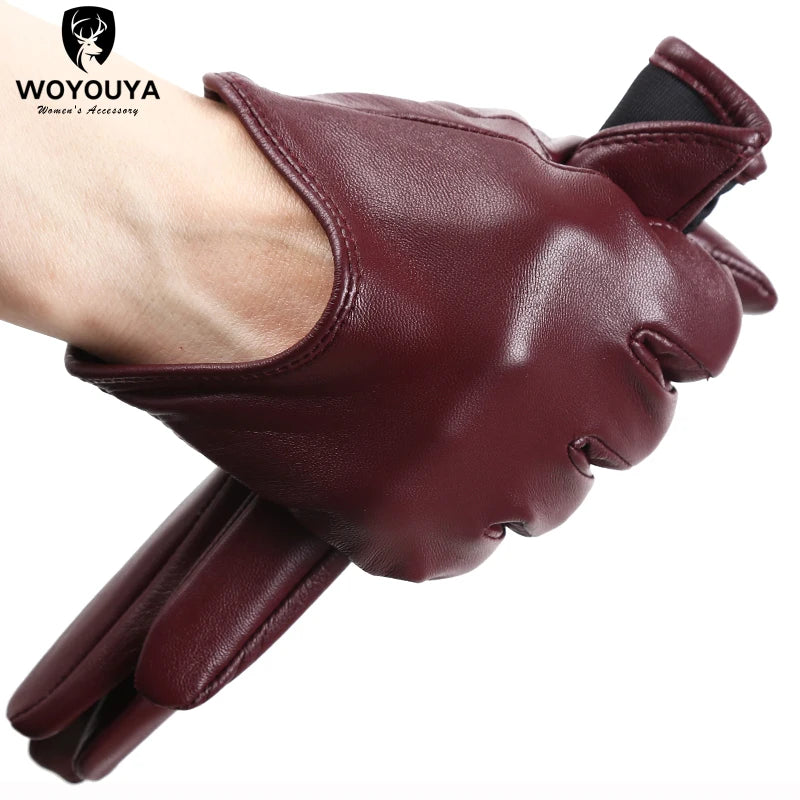 Gants femme cuir vin rouge