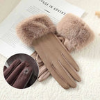 Gants femme cuir PU, six coloris présentés ensemble