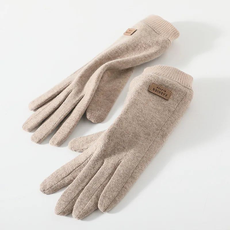 Gant femme beige en cachemire