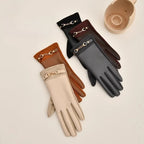 Gants similicuir femme, plusieurs coloris, chaîne dorée au poignet