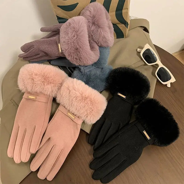 Gants femme en velours épais, présentation des coloris