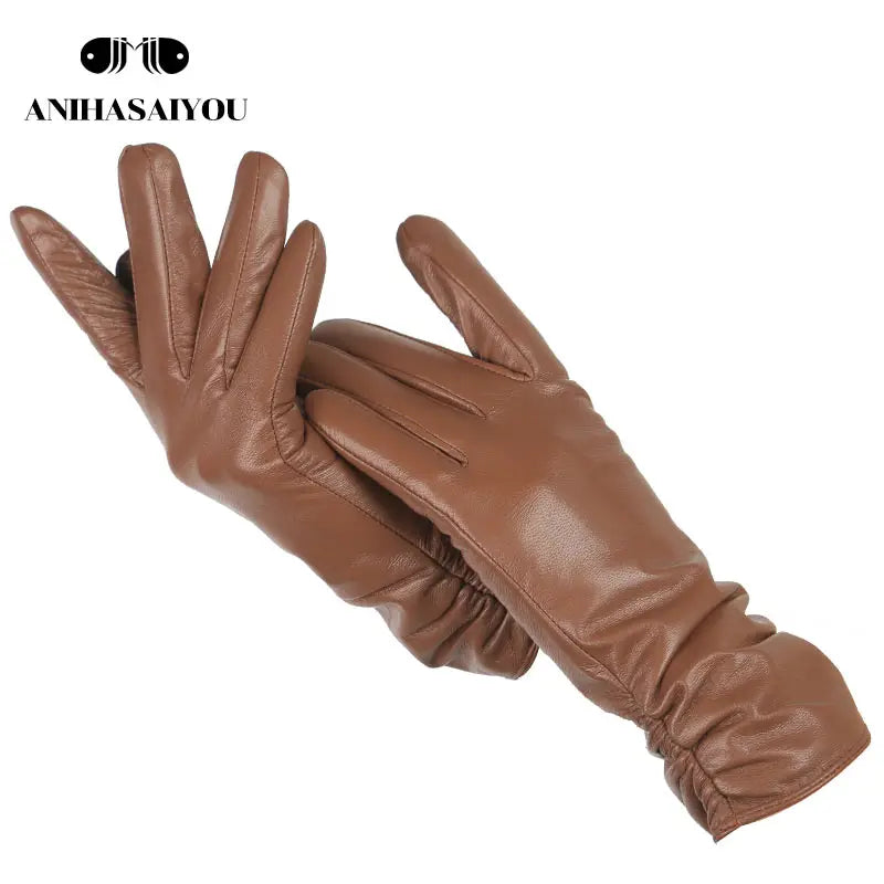 Gants femme cuir agneau cognac
