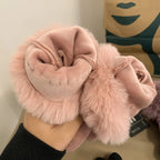 Gant femme en peluche, présentation à plat