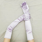 Gant long femme en satin lilas, 55 cm, posé à plat