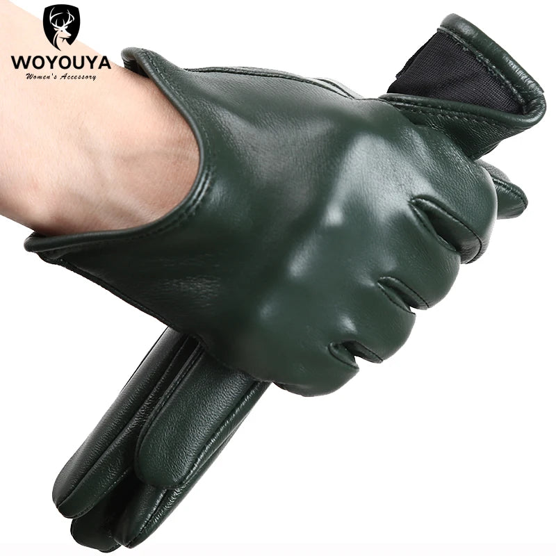 Gants femme cuir vert foncé