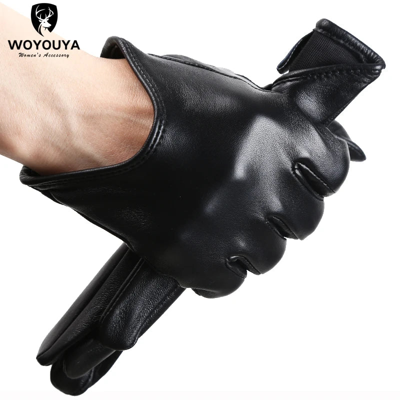 Gants femme cuir noir, coupe courte au poignet