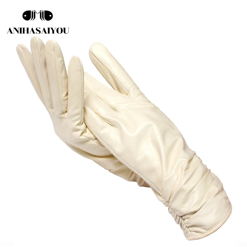 Gants femme cuir agneau beige