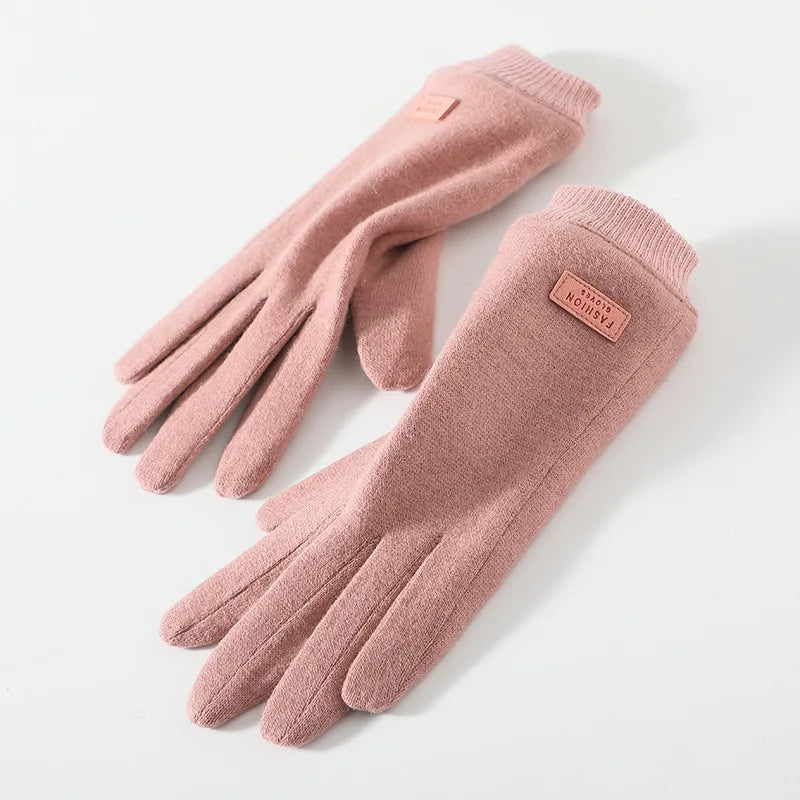 Gant femme rose en cachemire