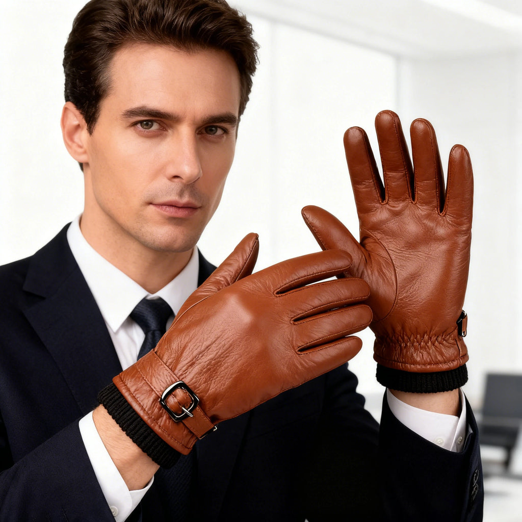 Gant homme en cuir, vue de dos de la main