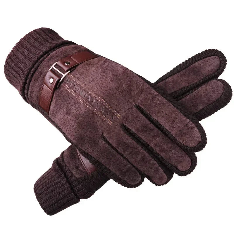 Gants homme en daim bordeaux, dos de la main et surpiqûres