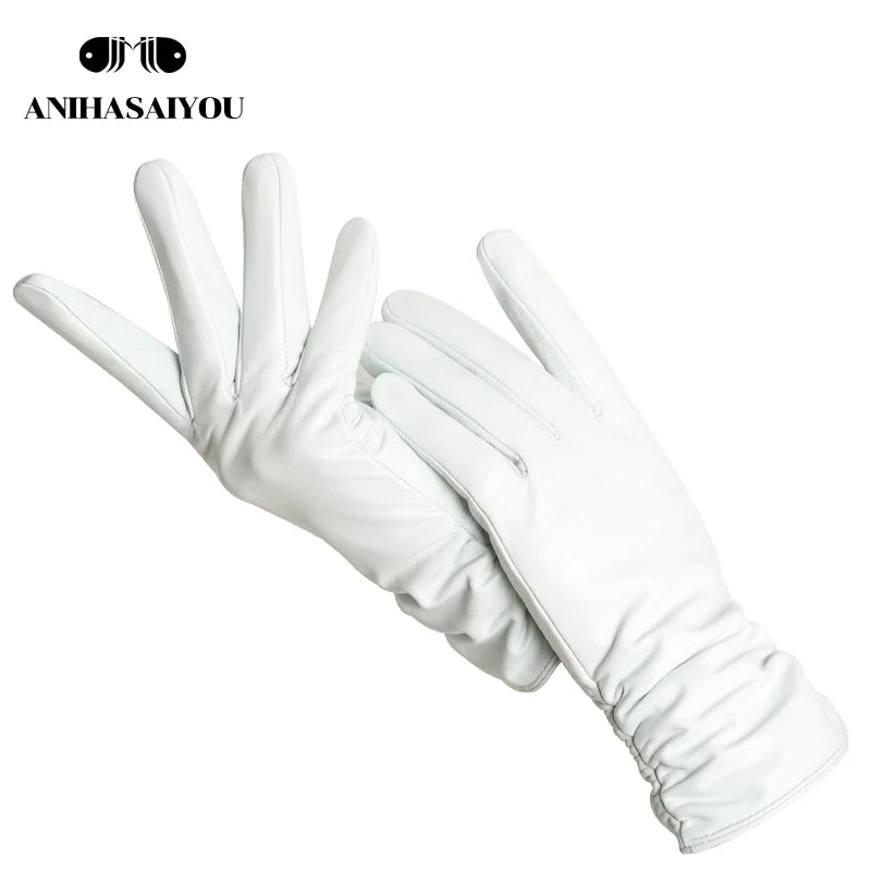Gants femme cuir agneau blanc