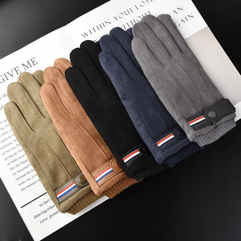 Gant homme en tricot chaud, porté en extérieur