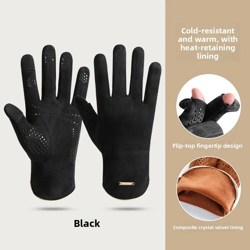 Gant homme cuir synthétique noir, doublure polaire, vue de face