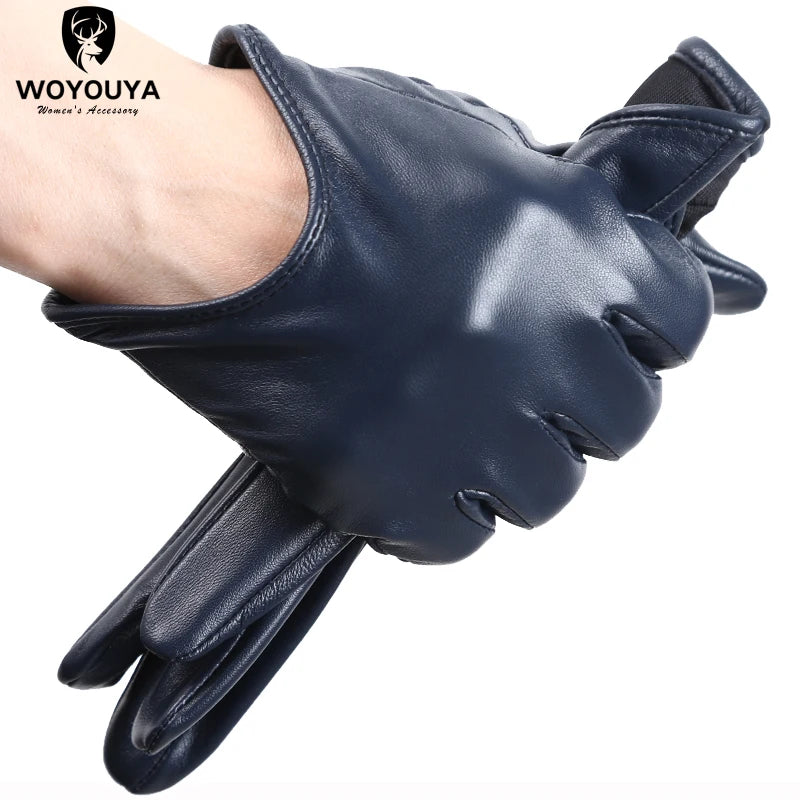 Gants femme cuir bleu marine