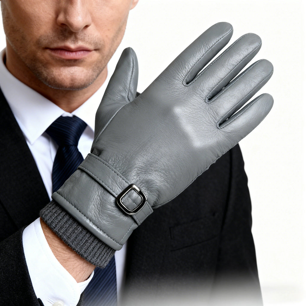 Gant homme en cuir, détail de la boucle