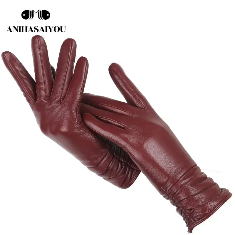 Gants femme cuir agneau bourgogne