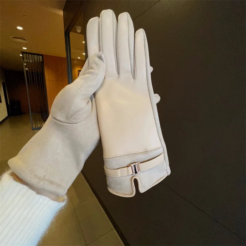 Gant femme blanc classique, finition lisse