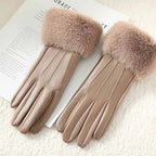Gants femme cuir PU taupe