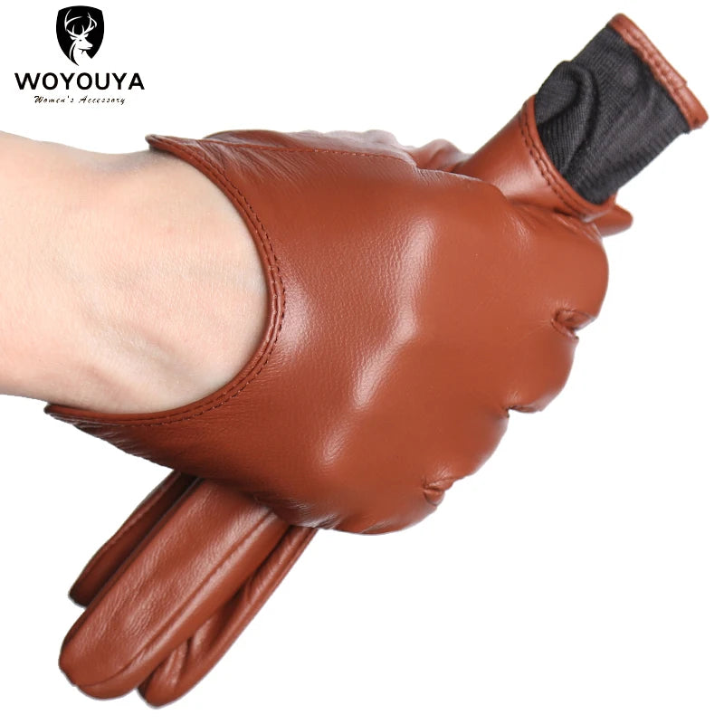 Gants femme cuir rouge corail