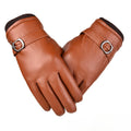 Gant homme cognac en cuir, boucle ajustable