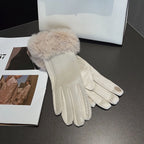 Gants femme cuir PU blanc, vue de la paume