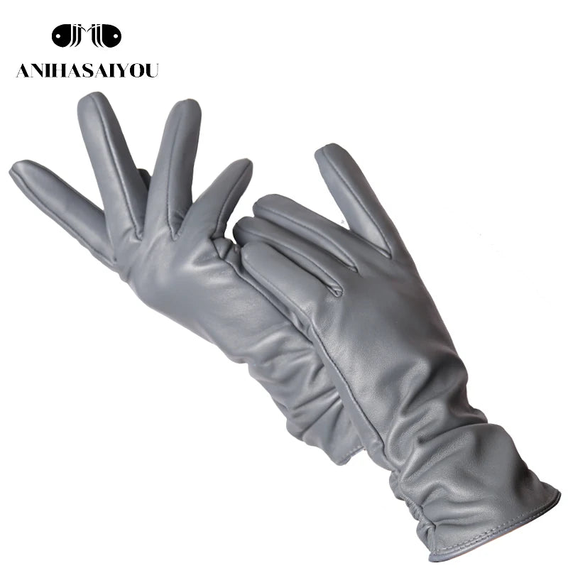 Gants femme cuir agneau gris clair