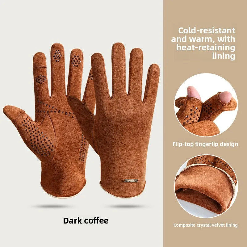 Gant homme cuir synthétique marron, doublure polaire, vue de face