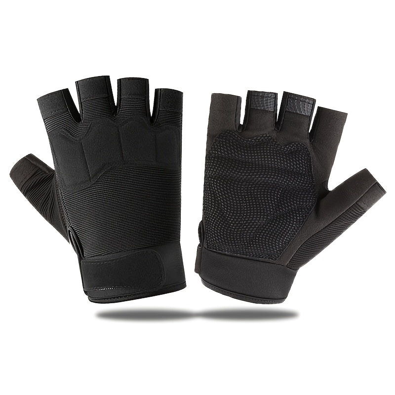 Gants enfant demi-doigts noirs, dessus rembourré et paume aérée