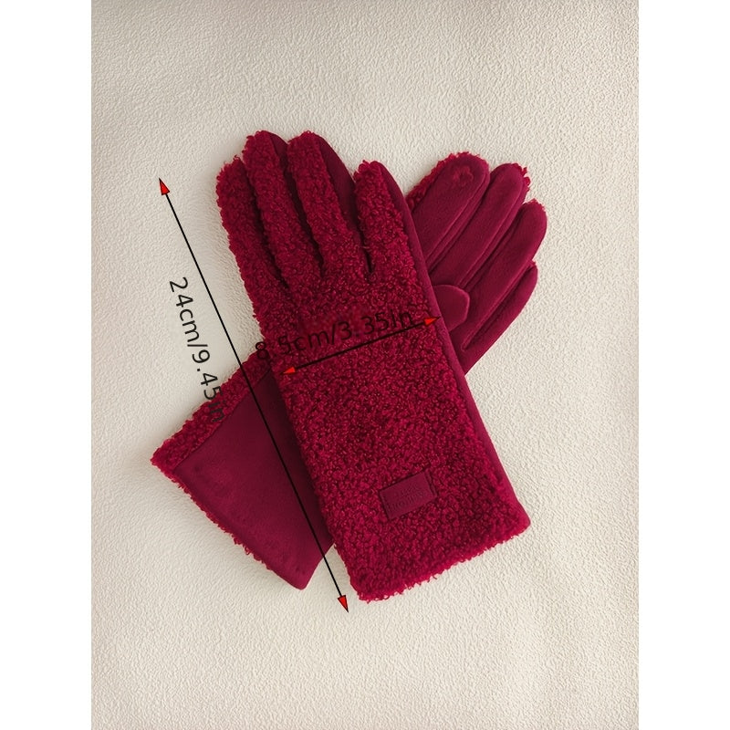 Gant fourrure femme rouge avec ses mesures : 24 cm de long, 8,5 cm de large