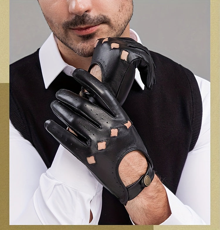Gants homme en cuir d'agneau, dos ajouré