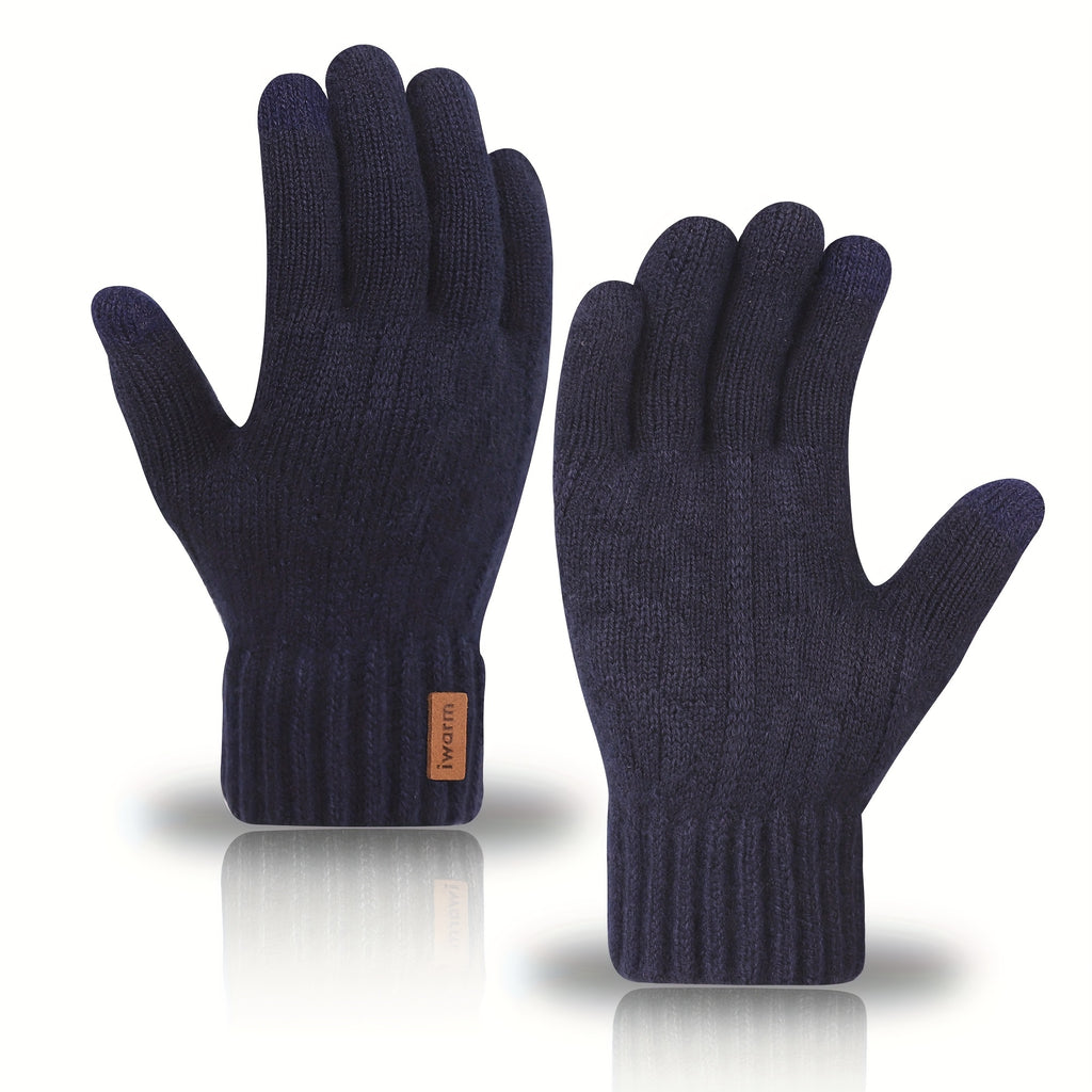 Gants tricot bleu marine