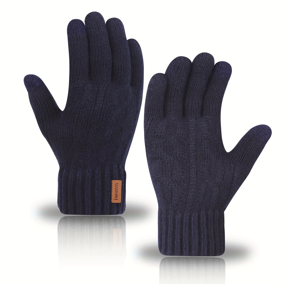 Gants tricot bleu marine